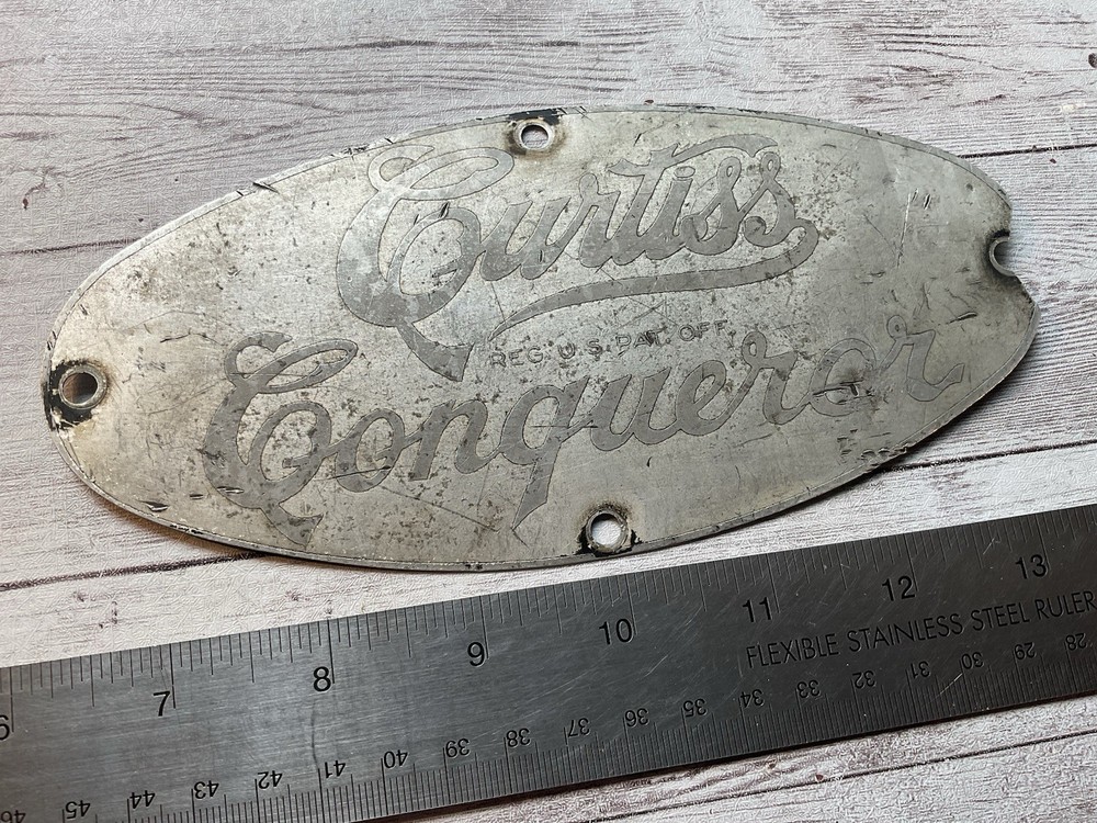 ORIGINAL VINTAGE CURTISS CONQUEROR AIRCRAFT ENGINE DATA SPEC NAME PLATE