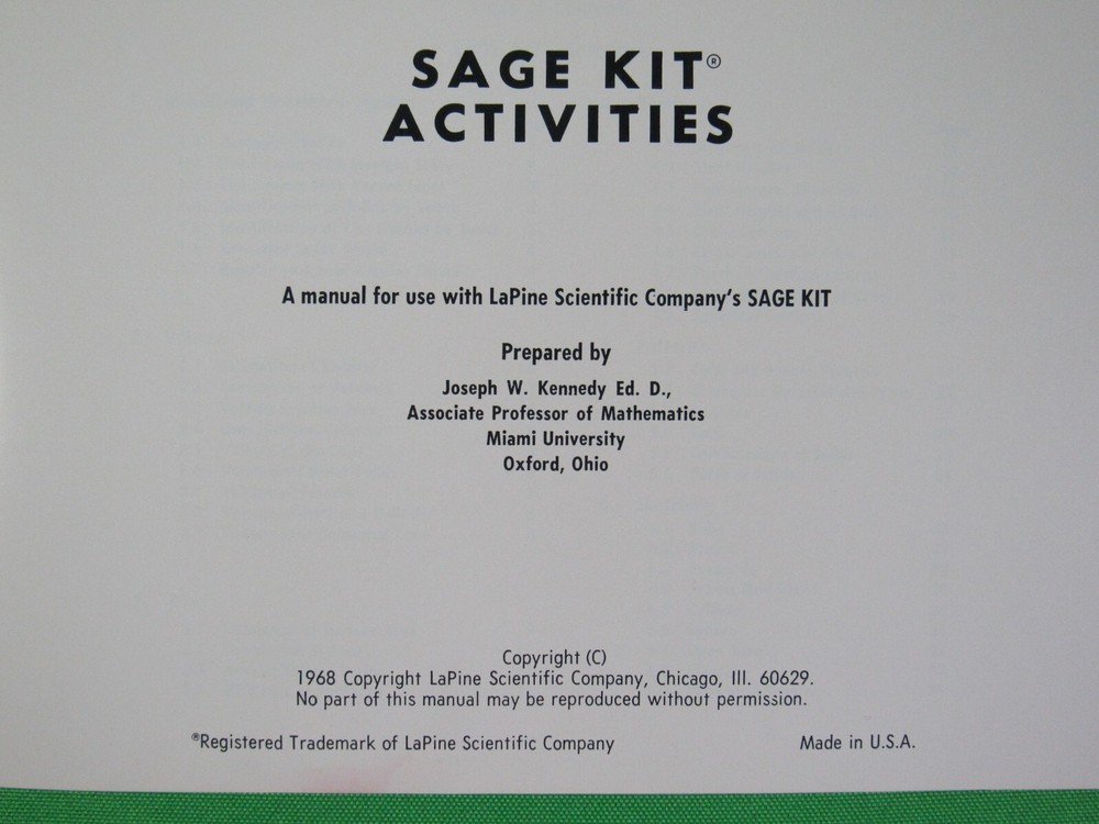 LaPine Scientific Co. SAGE KIT Student Applied Geometry Experiments