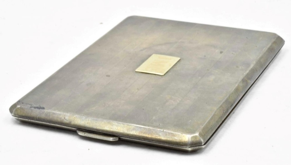 Antique EJB Sterling silver solid 14k gold Plate lined Cigarette Case 147grams
