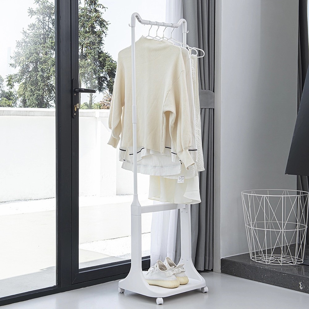 2-Tier Laundry Hamper Sorter with Hanging Bar, Rolling Laundry Baskets with Whee