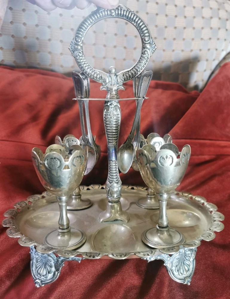 Antique Silver-Plated Victorian Egg Server. A B & Co. Excellent.