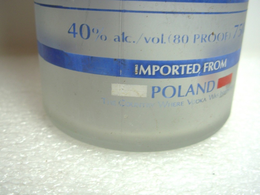 Kapitanska (Captain's) Polish Vodka Bottle (EMPTY)
