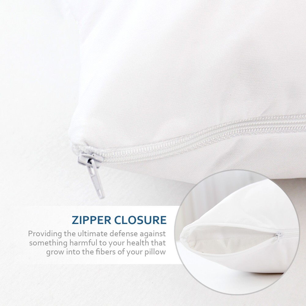 Waterproof Pillow Protector Zippered Pillow Cover Pillowcases King Size 2 Pack
