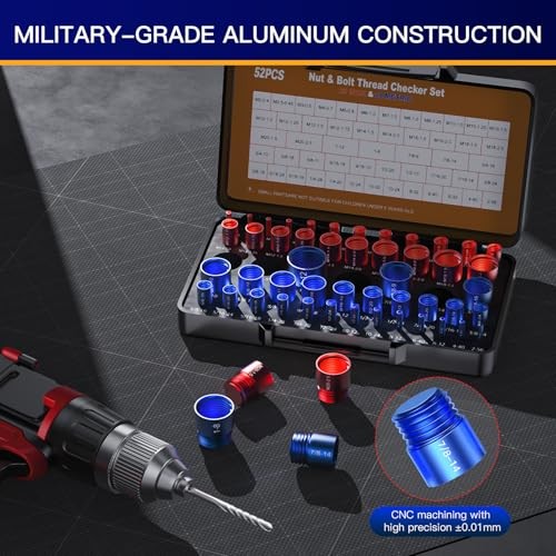 Thread Checker, Bolt Size Finder, 52 PCS Nut and Bolt Thread Checker 28 Inch
