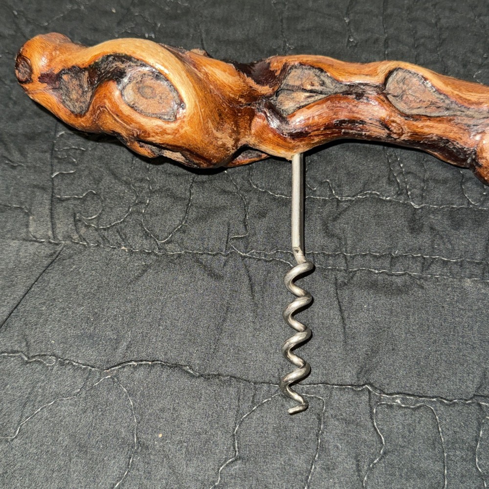 Grape Vine Root Wood Handle Corkscrew Knotty Burl Barware Val De Loire Bougrier