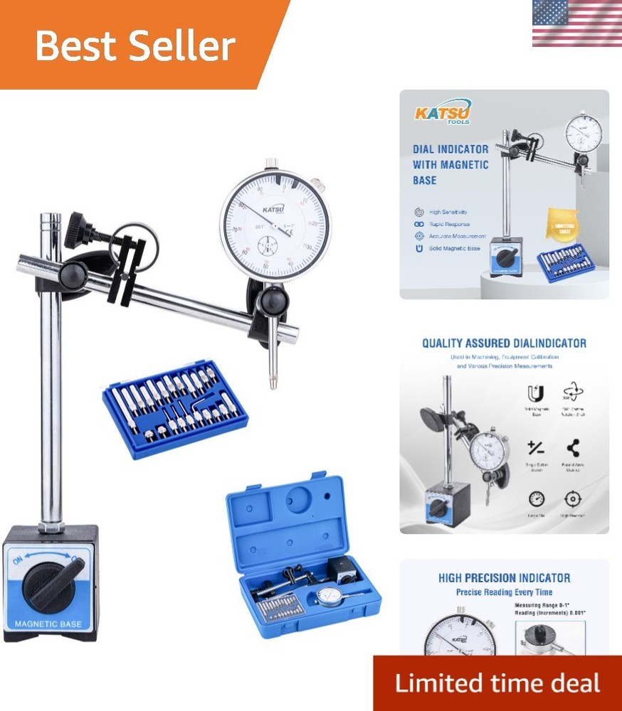 Versatile 0-1.0” Dial Indicator with Strong Magnetic Base for Engineering Use