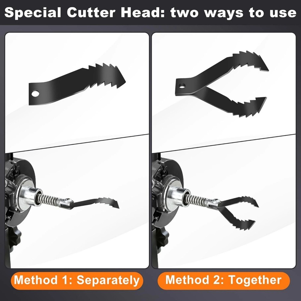 8PCS Drain Drill Attachments, Multi-Function Cutter Heads for Snake Machines