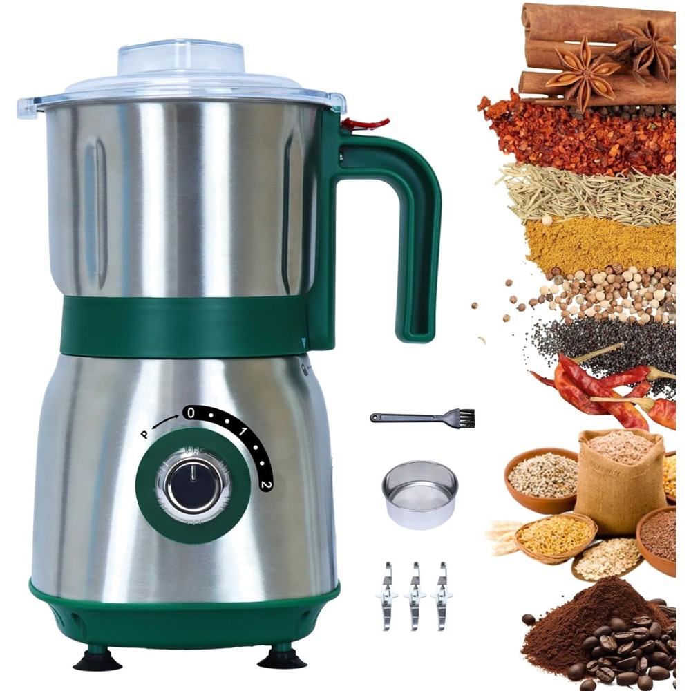 Versatile Kitchen Grinder | 500W Electric Mill | Grinds Spices, Nuts, Grains,...