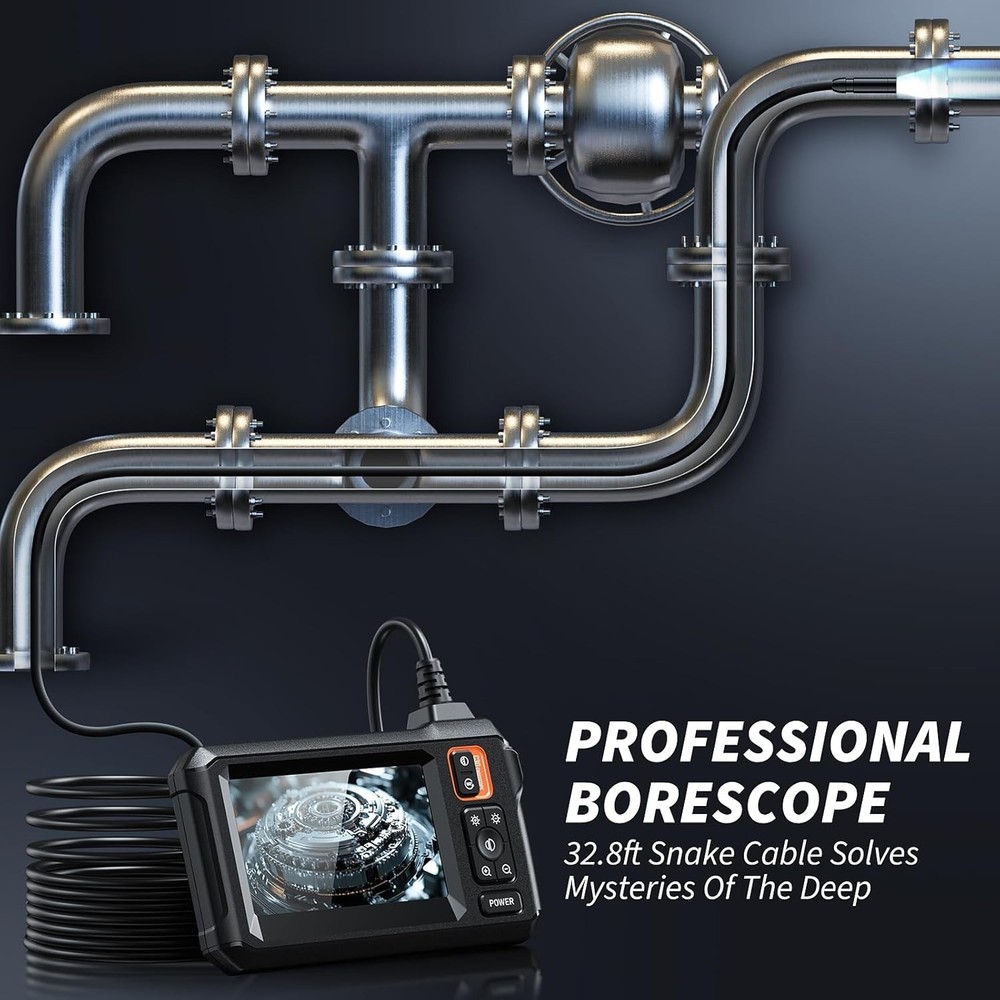 Endoscope Camera with Light, Inspection Borescope Camera with 4.3" IPS Screen...