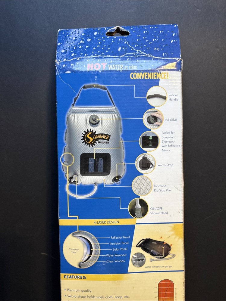 5 Gallon Summer Shower / Solar Shower,Silver/Black