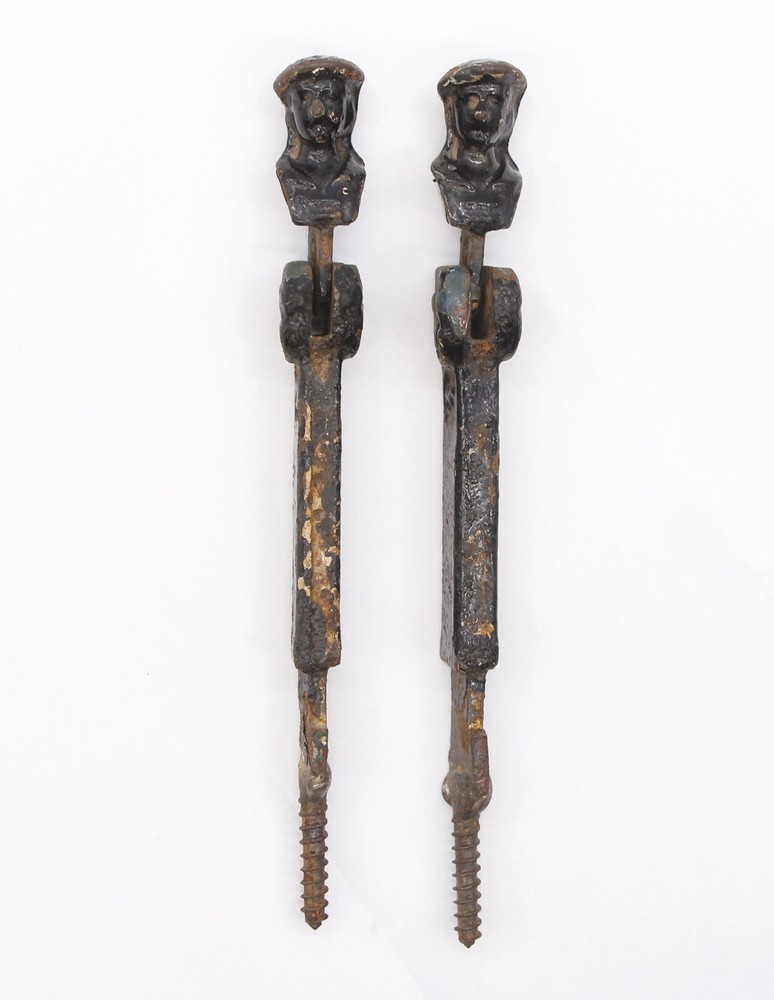 Pair of Antique Figural Cast Iron Window Shutter Drop Pulls