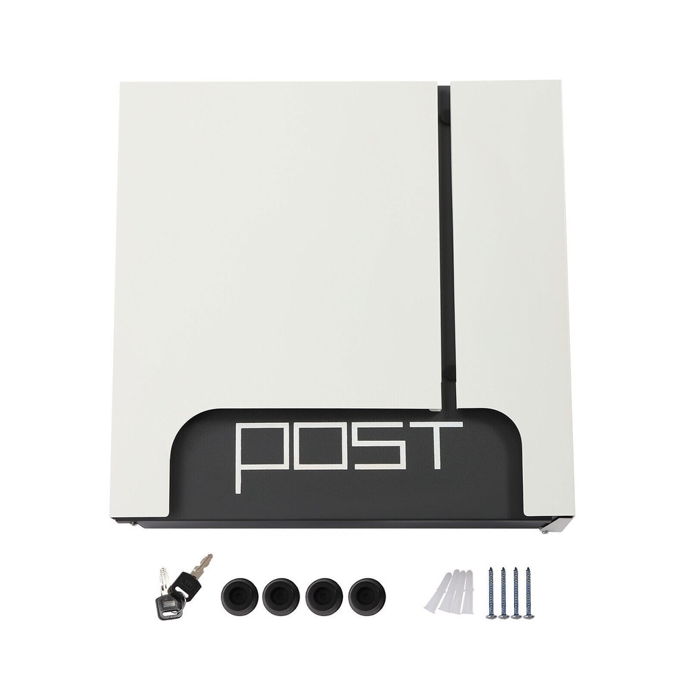 Rectangular Post Box Large Letter Mail Box Steel Lockable Wall Mount Mailbox New