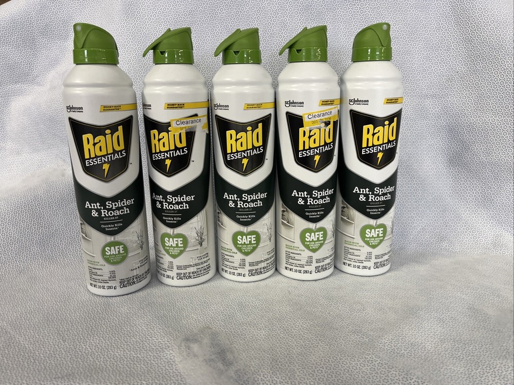 Box of 5 - Raid Essentials Ant, Spider & Roach Killer 27 Spray, 10 Oz