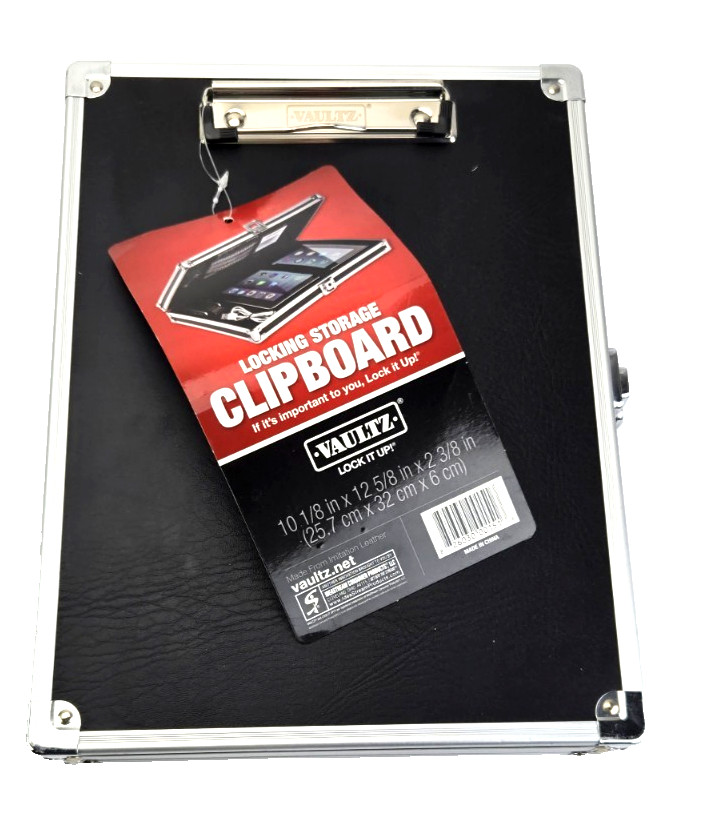 Vaultz Locking Storage Clipboard Black/Silver with 2 Keys