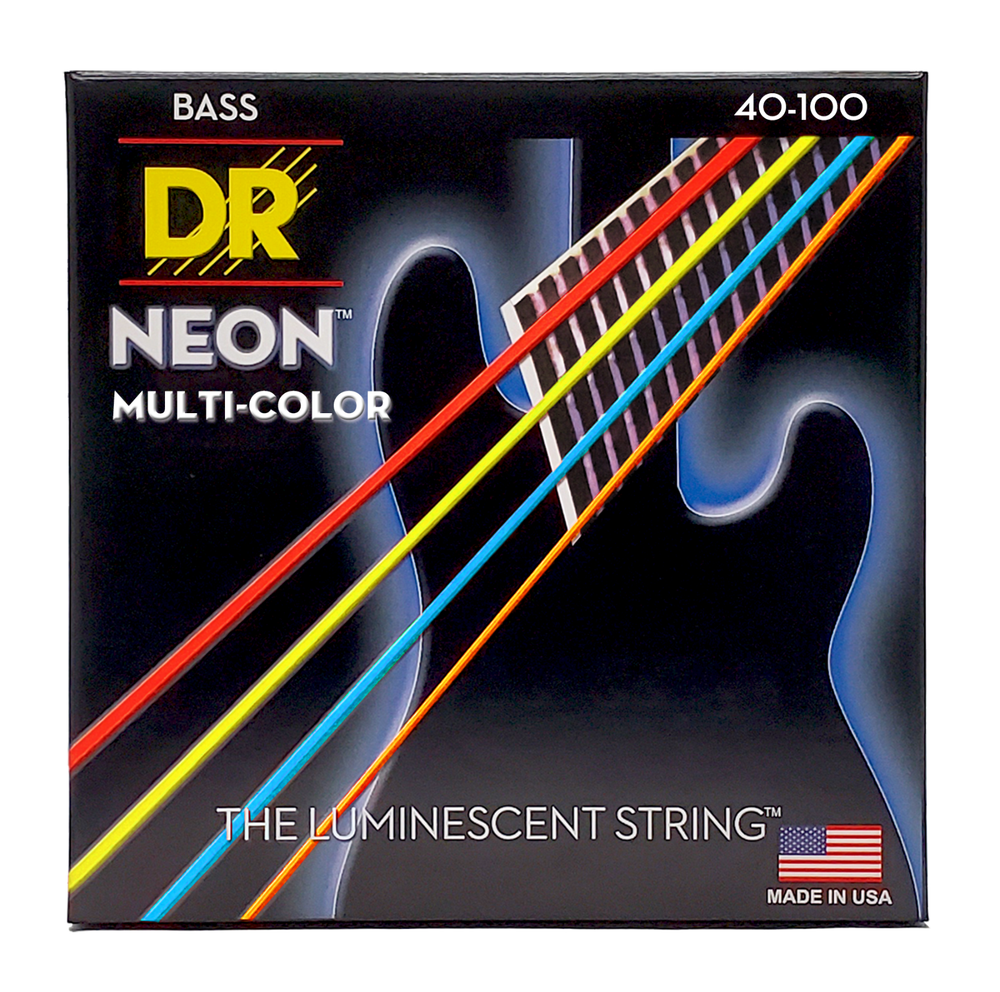 DR Strings Hi-Def NEON Mult-Color 4-String Bass Strings Light 40-100
