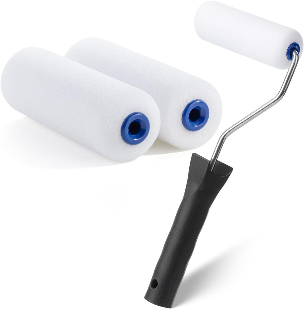 Bates- Paint Roller 4 Inch Paint Roller Frame with 2 Foam Covers