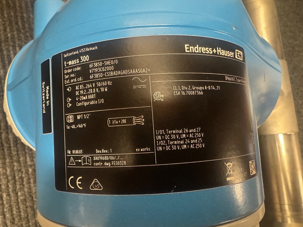 Endress Hauser Flow Meter T Mass 300 Great Condition!