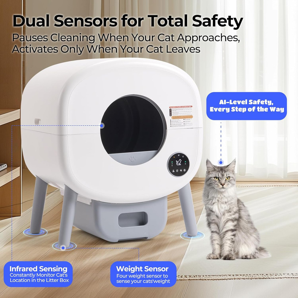 Self-Cleaning Cat Litter Box: Extra Large Automatic Litter Box for Multiple Cats