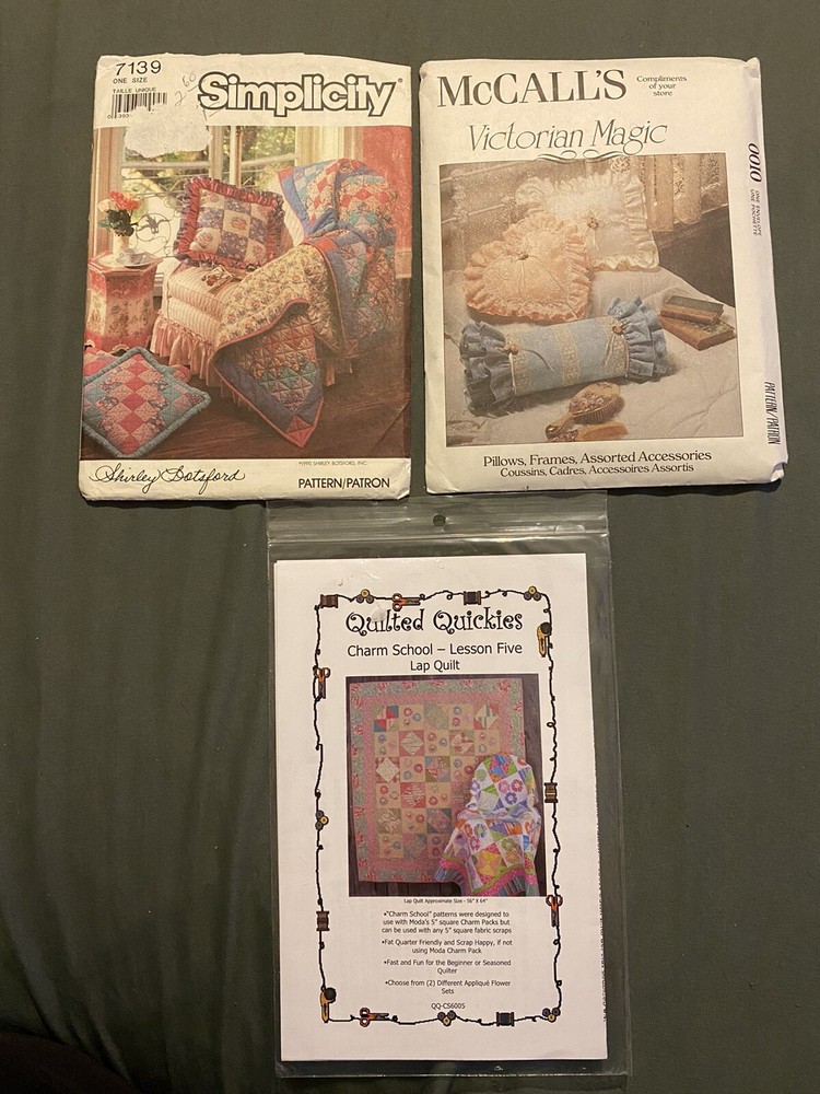 Quilting & pillow patterns lot of 3
