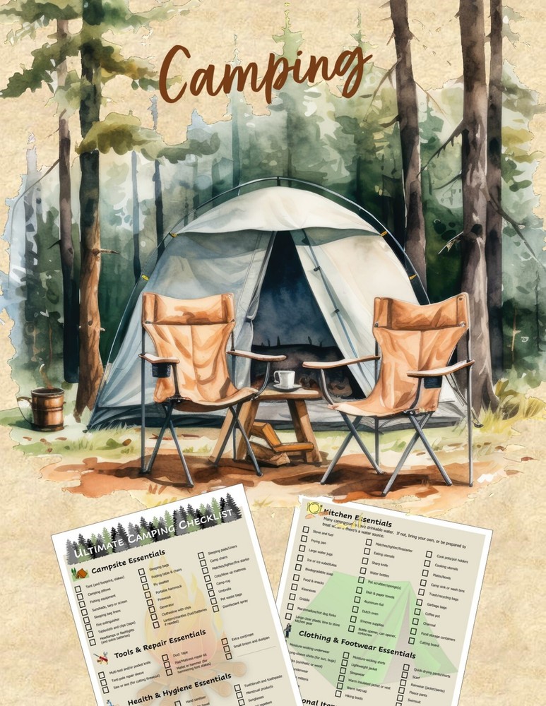 Laminated Camping Equipment Gear Packing List Checklist Double Sided Dont Forget