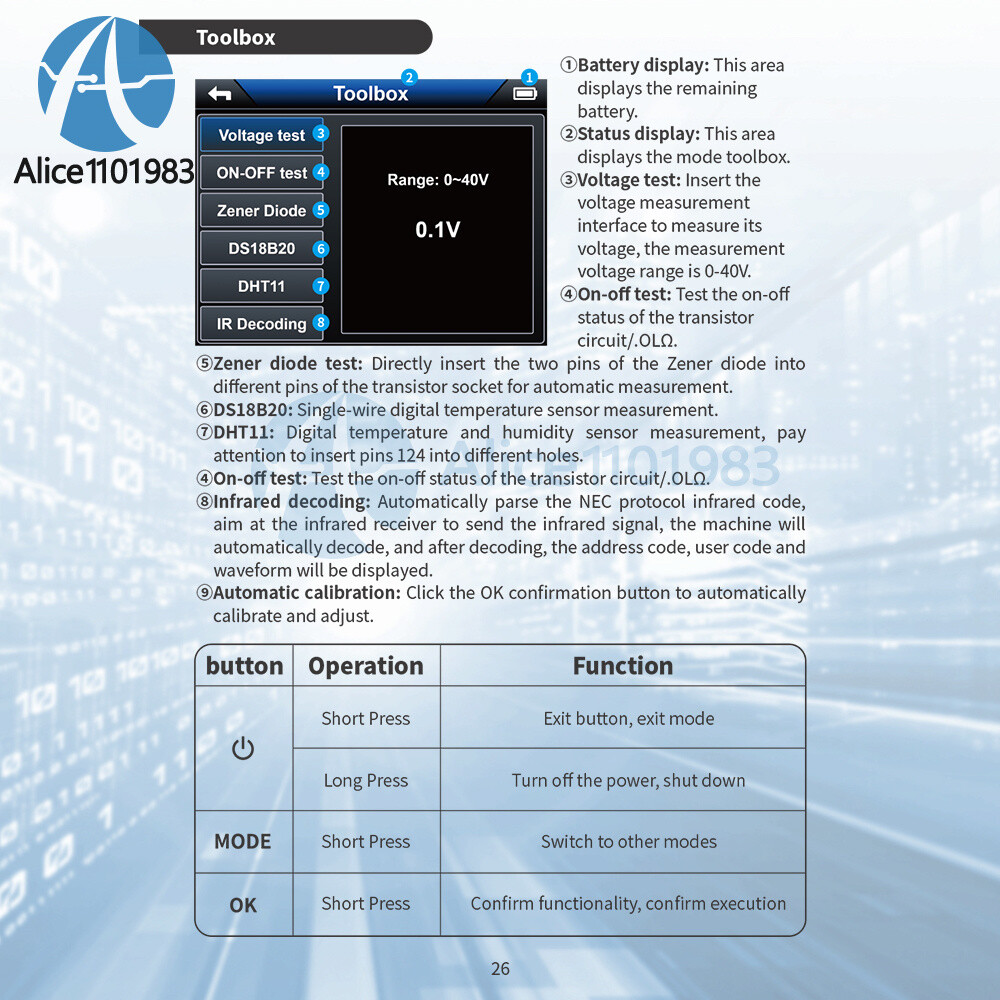 DSO-TC4 Oscilloscope 10MHz 48Ms/s Transistor Tester Electronics Component Tester