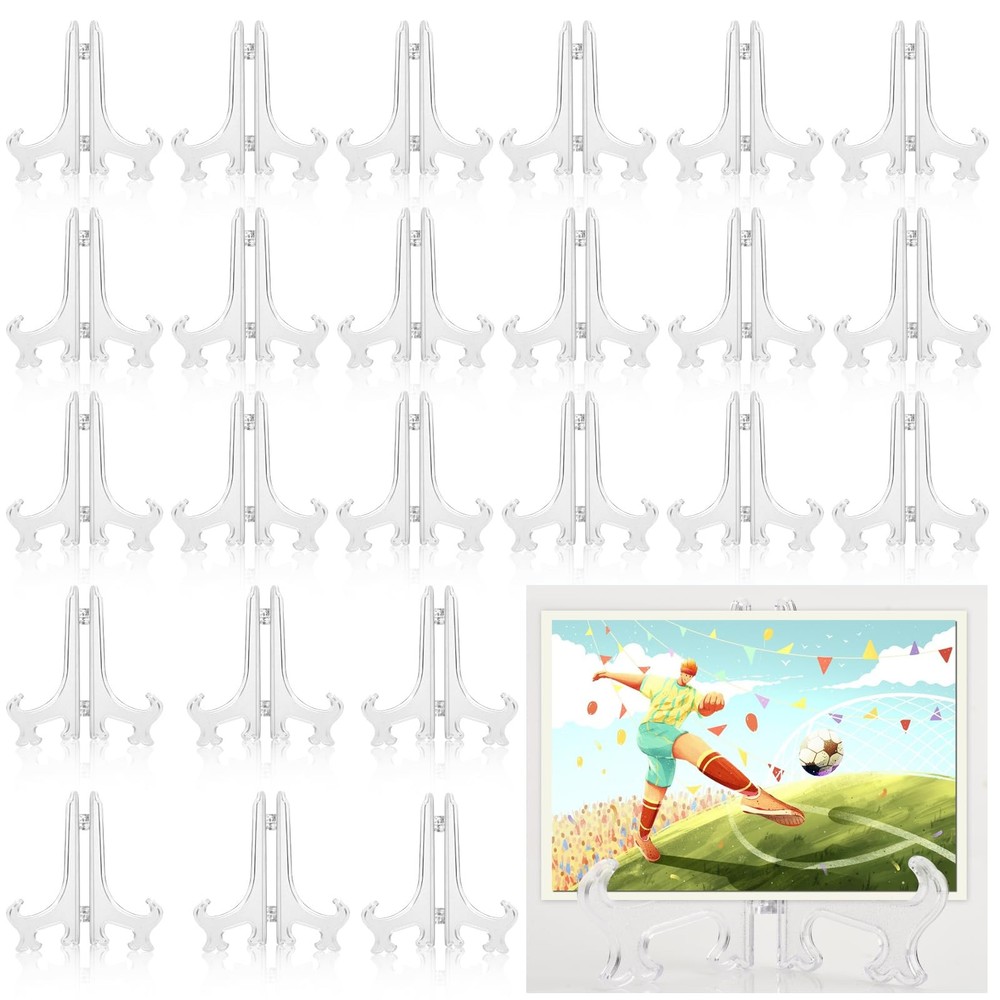25 Pack Acrylic Easel Stand 3 Inch Clear Plastic Easels Plate Holders Mini Ea...