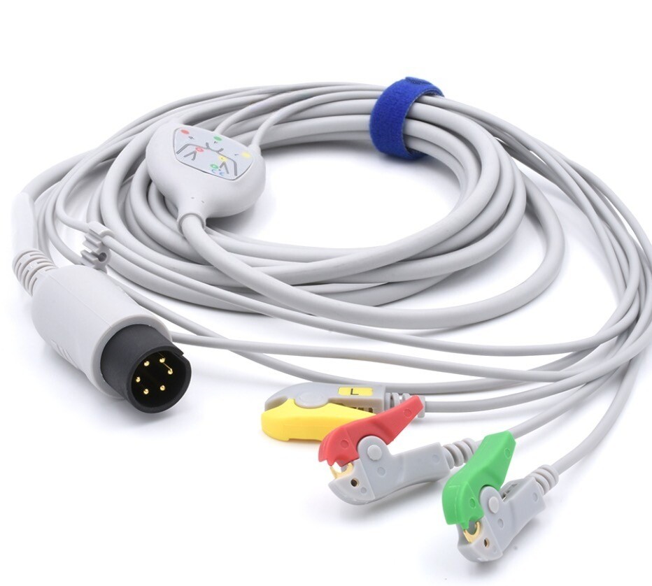 Mindray Datescope ECG Cable 6pin 3leads IEC Pinch