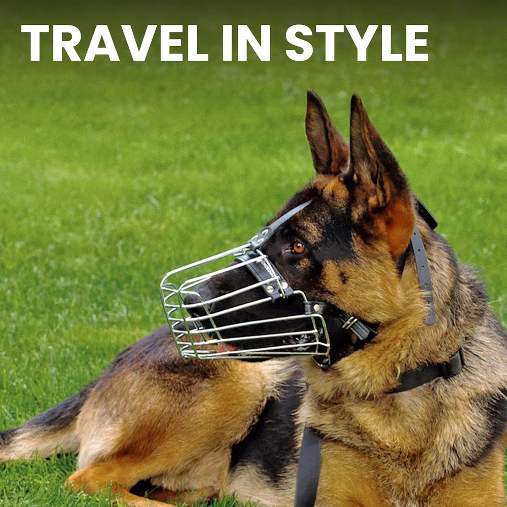 BRONZEDOG Wire Dog Muzzle German Shepherd for Medium Large Dog Adjustable Basket