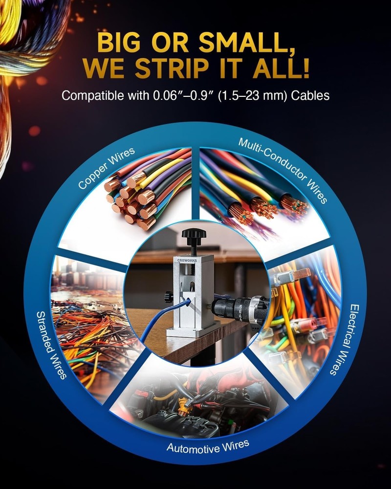 Ergonomic Wire Stripper Machine - Light & Adjustable for Easy Wire Recycling