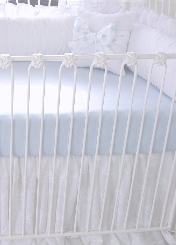 Blue Linen Crib Sheet