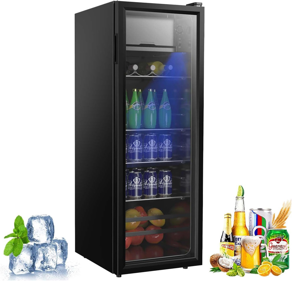 Beverage Refrigerator, 4.5 Cu.Ft Beverage Fridge, Compact Drink Fridge with Glas