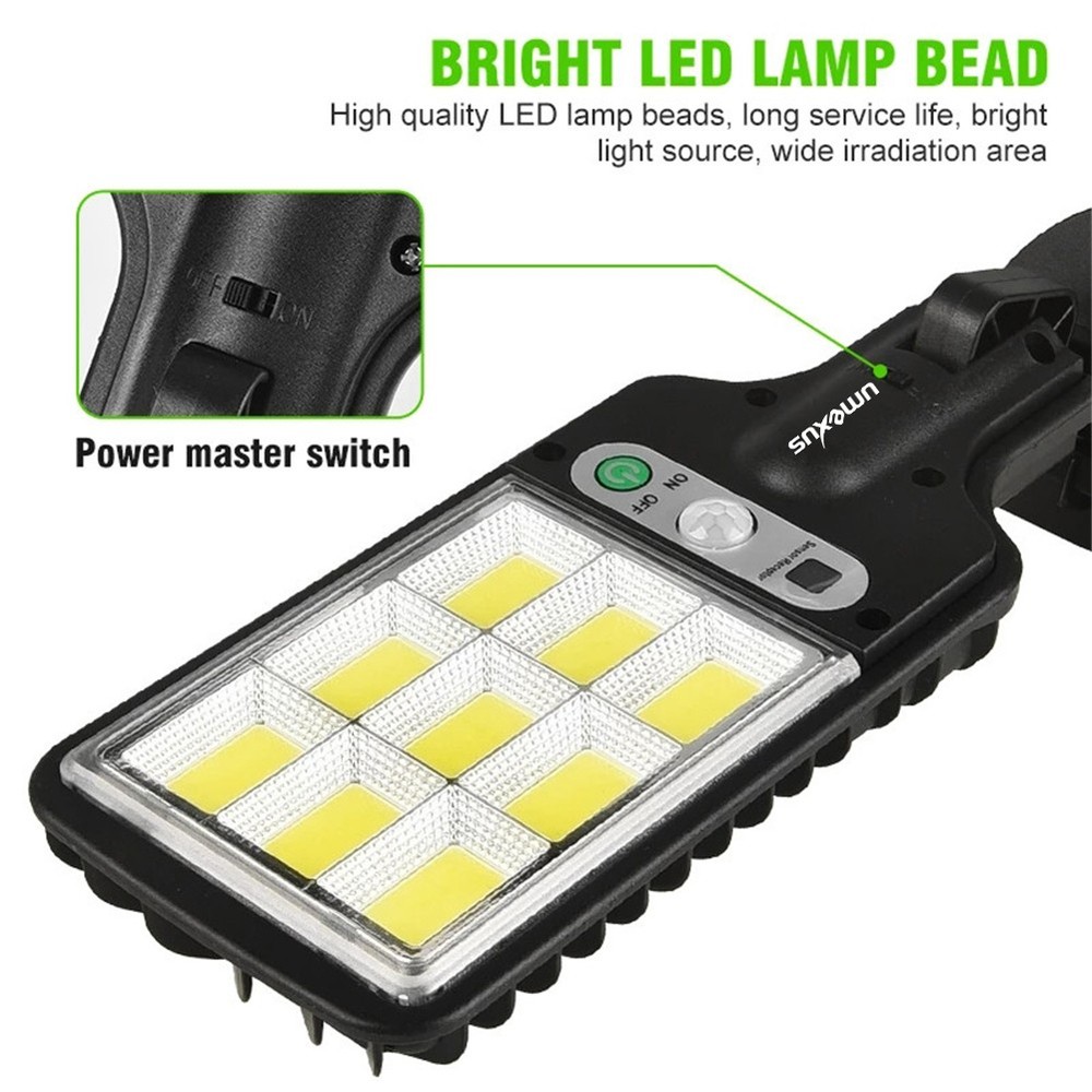 4x- Solar Motion Sensor Light 180° Adjustable Panel IP65 3 Lighting Modes