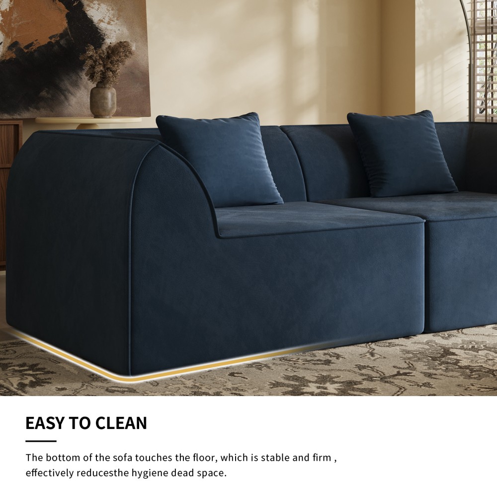 Compressed Memory Foam Sofa w/ Rectangular Pillow 2-Seater Daybed Blue