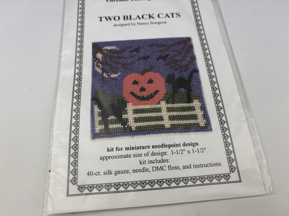 Threads Through Time Two Black Cats Needlepoint Pattern Kit 6S