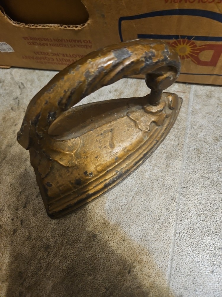Gold Colored Antique Sad Iron Solid Cast Iron