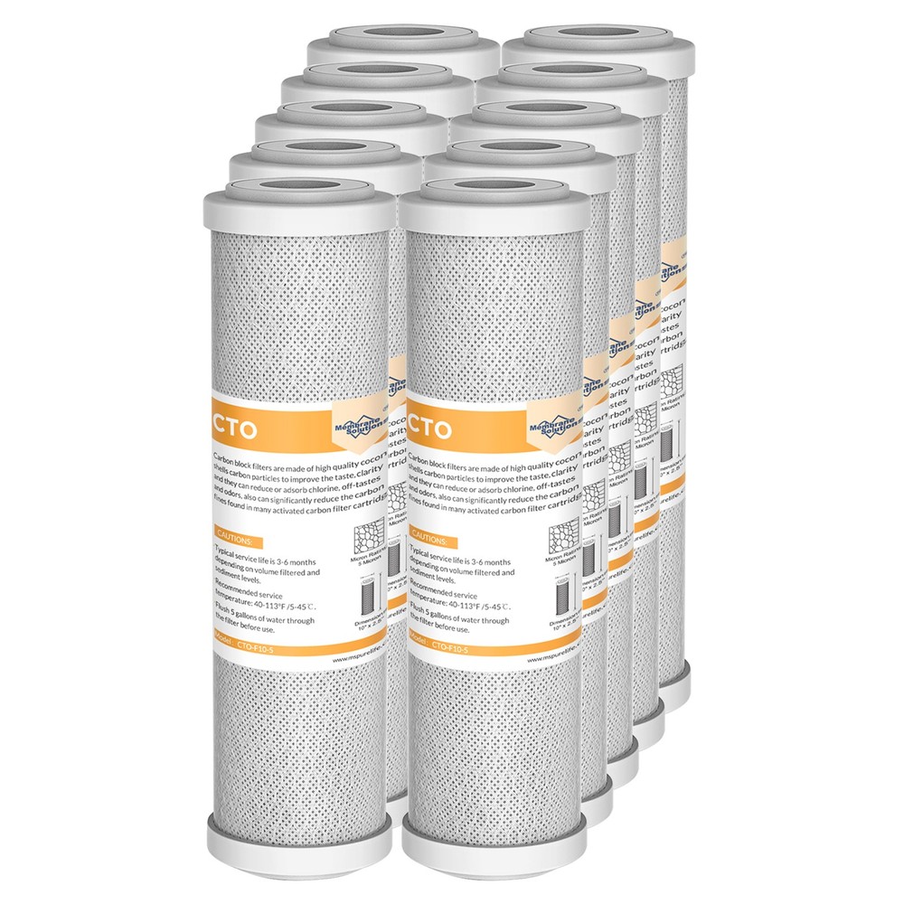 10 Pack 10"x2.5" 5 Micron CTO Carbon Block Water Filter Cartridge Whole House RO