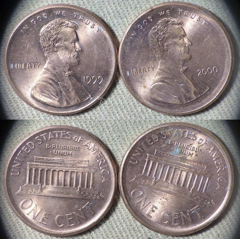 Errors : Lot 2 Coins 1999+2000 Cent Broadstruck IREC3133