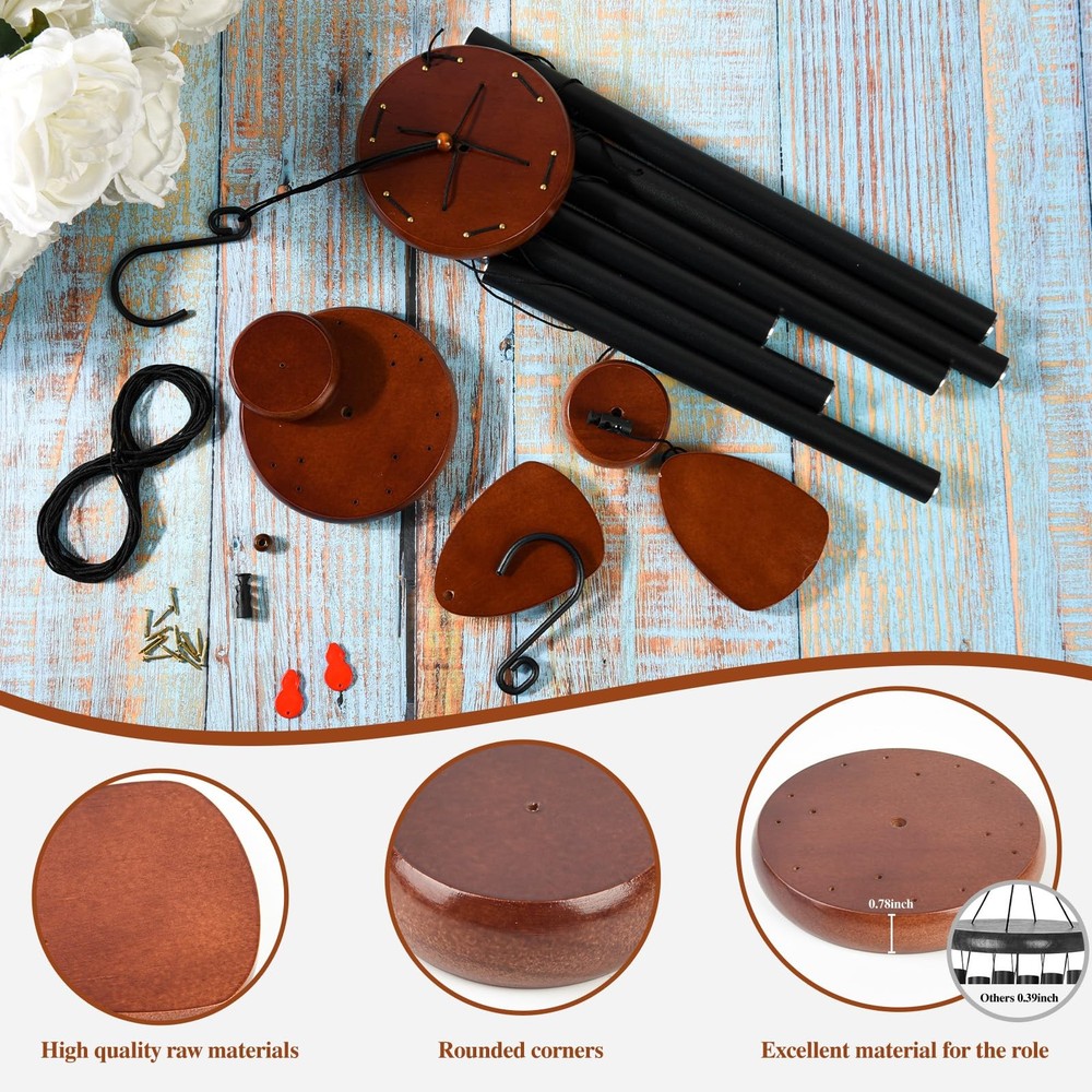 CELSOL Wind Chime Parts Kit, 24 PCS Complete DIY Set with Hooks, Round Top