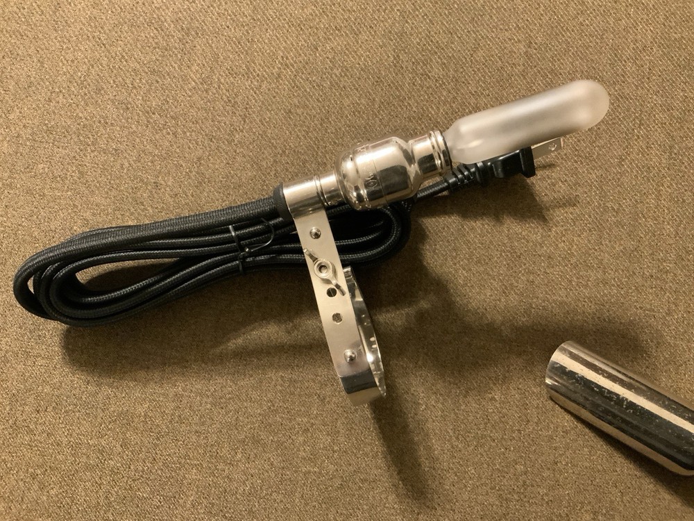 Antique sewing machine Chrome Lamp, New 8ft Auth. Cable, Ref.