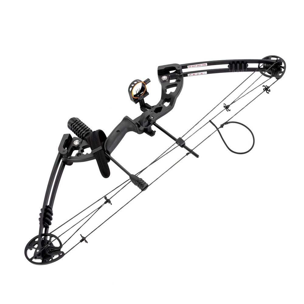 Black Right-Hand Compound Bow Kit for Beginners - Adjtable 30-55 lbs US~