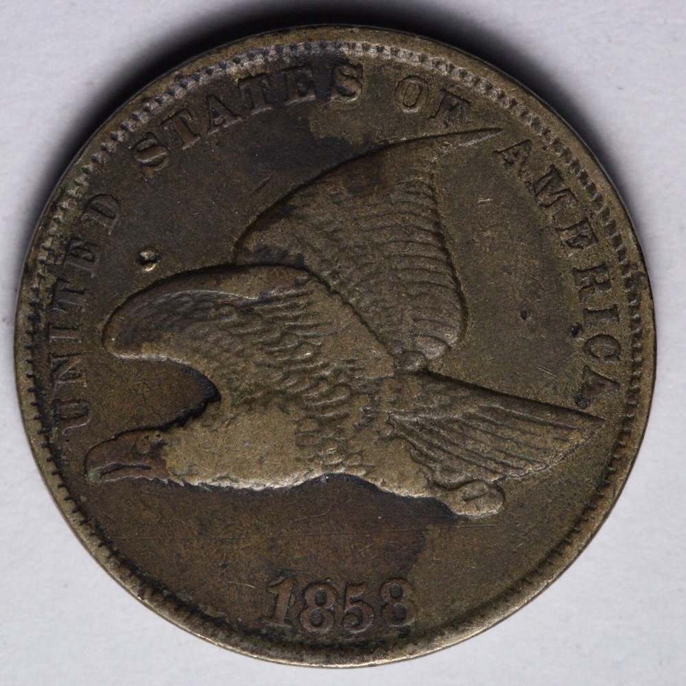 1858 SL Flying Eagle Cent Penny VF E118 DINM