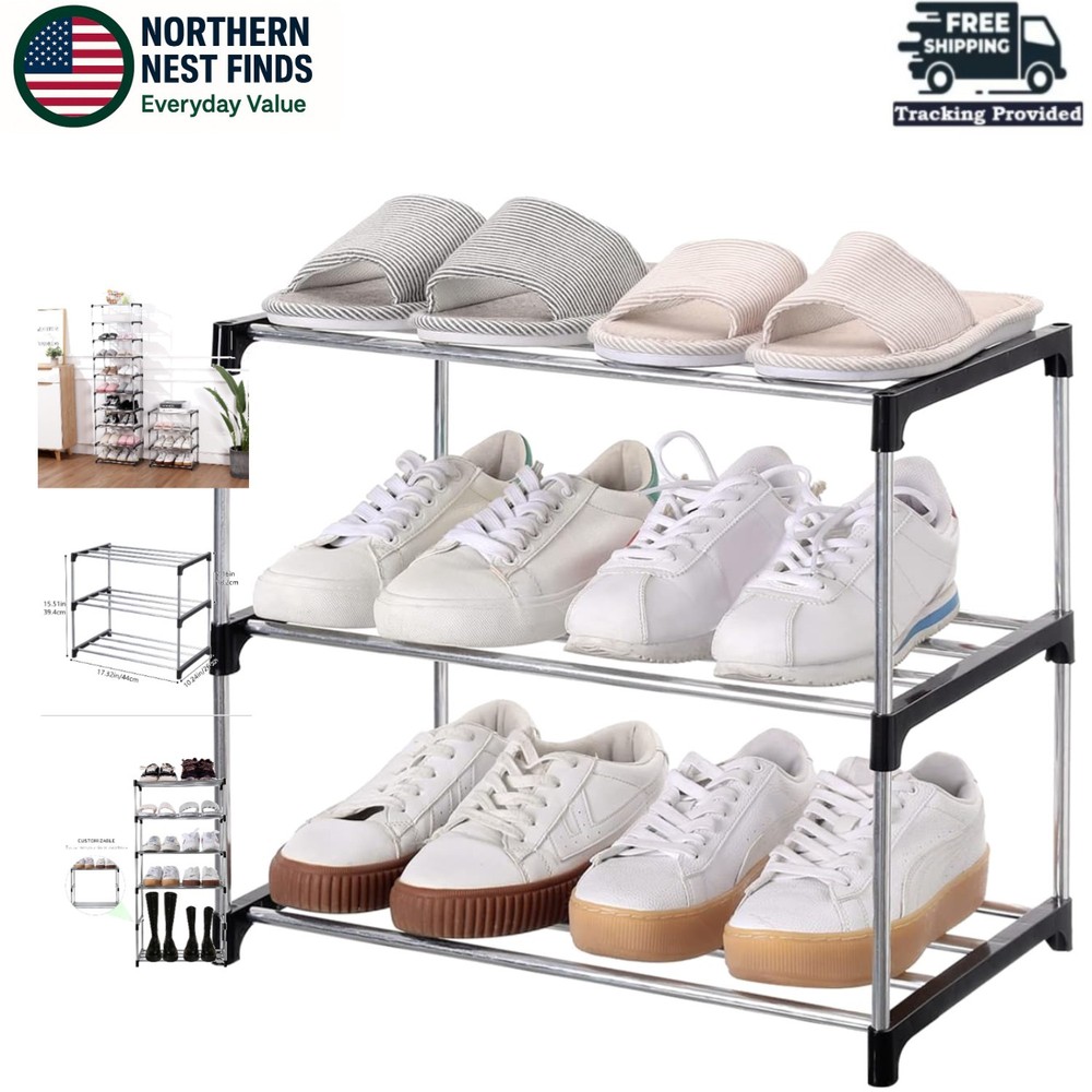 Elegant 3-Tier Black Shoe Rack – Easy Assembly & Stylish Storage Solution