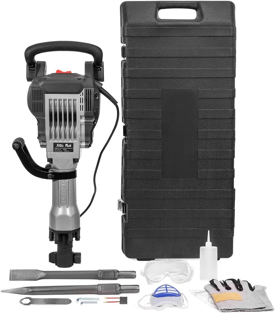 3600W Electric Demolition Jack Hammer Point Chisel Bits Construction Concrete Br