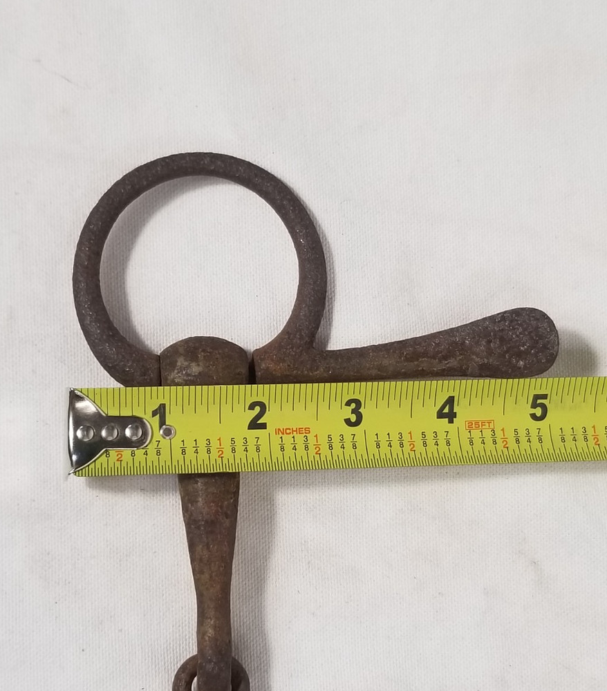 Heavy Solid Iron Antique D Ring Horse Bit - Cavalry Military?? Marked 'Tested'