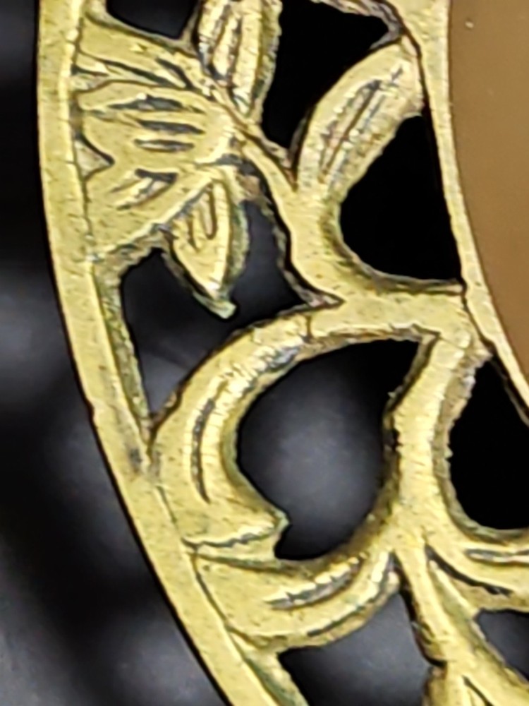 VTG Chinese Brass Ashtray 5" Openwork Floral – Missing Red Enamel Medallion