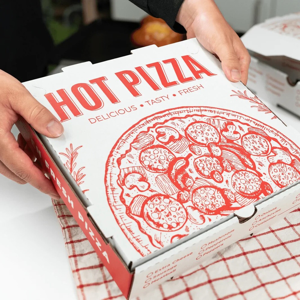 Karat Corrugated Pizza Box, 10''x10''x2'', Generic Print - 50 pcs