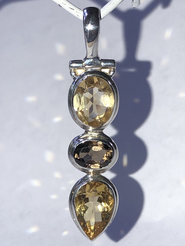 Handcrafted Mixed Gemstones Pendant 1.875”