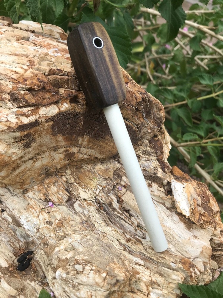 Handmade Ceramic Rod Figured Poplar Handle Knife and Tool Field Sharpener (1)