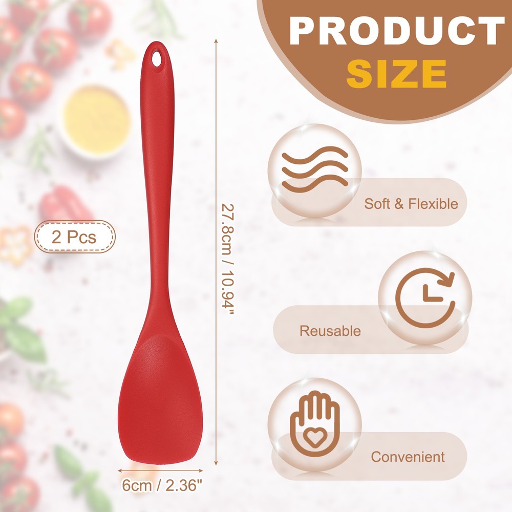2 Pack Silicone Spoon Spatula, Heat Resistant Spoonula Spatula, Red