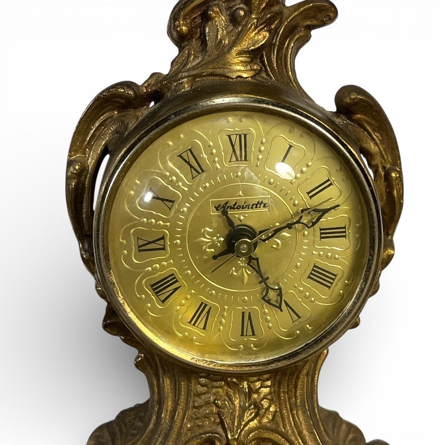Vintage Antoinette Mantel Clock Brass Electric Rococo Style Needs Work
